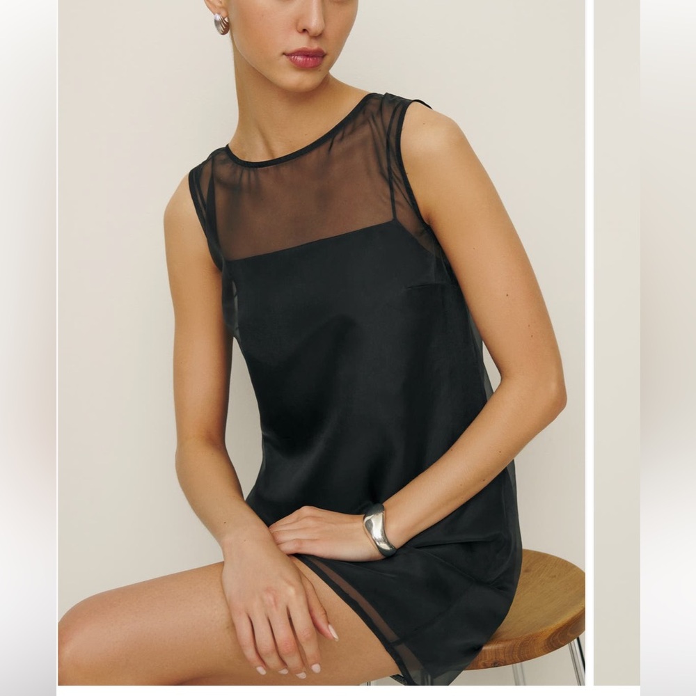 NEW NWT Reformation Vina Sheer Overlay Minidress Black Size 4 Overlay Only!